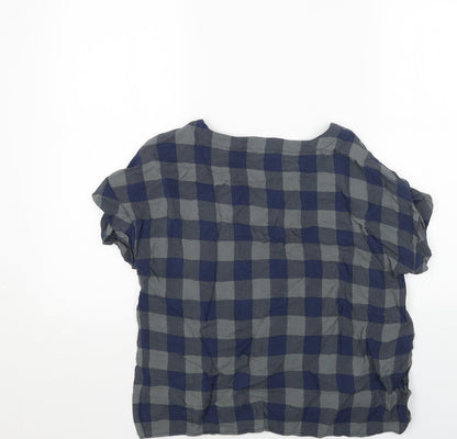 Jack Wills Womens Grey Check Viscose Basic Blouse Size 12 Boat Neck