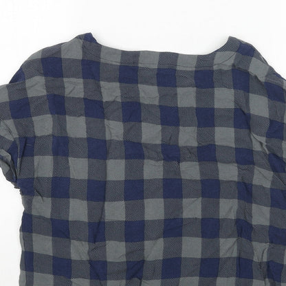 Jack Wills Womens Grey Check Viscose Basic Blouse Size 12 Boat Neck