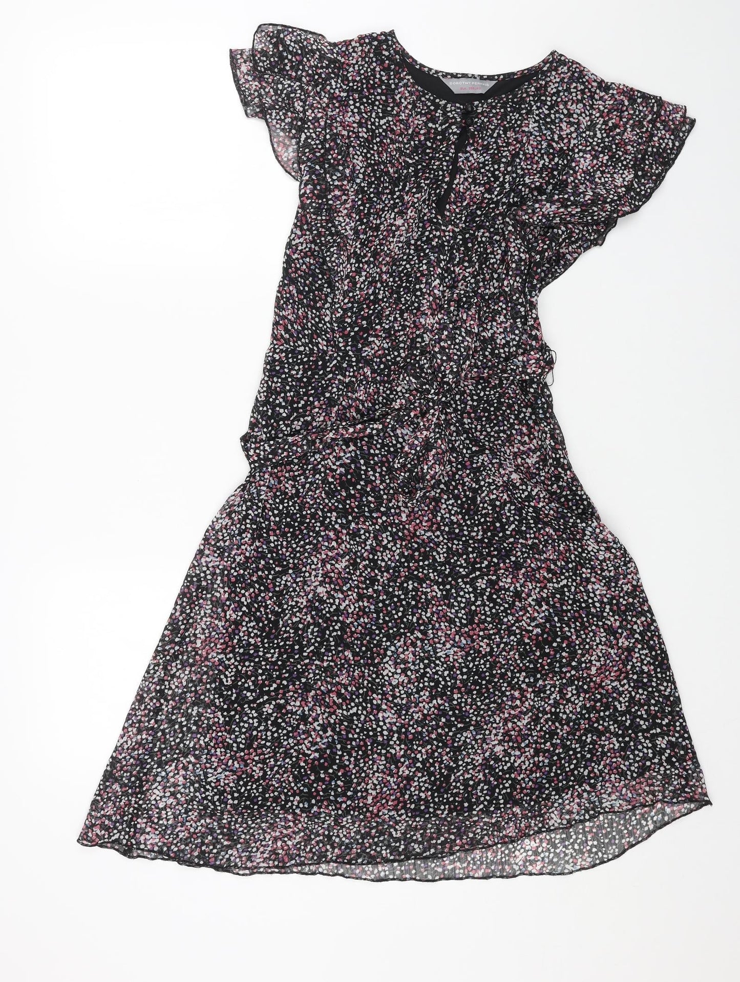 Dorothy Perkins Womens Black Geometric Polyester A-Line Size 8 Boat Neck Zip