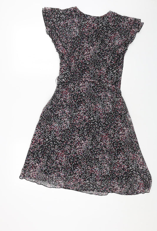 Dorothy Perkins Womens Black Geometric Polyester A-Line Size 8 Boat Neck Zip