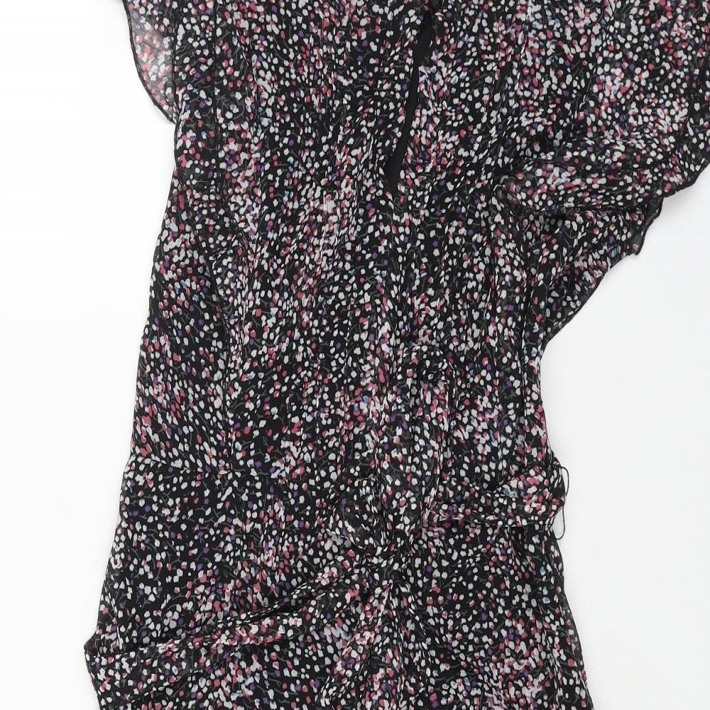 Dorothy Perkins Womens Black Geometric Polyester A-Line Size 8 Boat Neck Zip