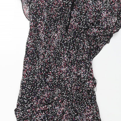 Dorothy Perkins Womens Black Geometric Polyester A-Line Size 8 Boat Neck Zip