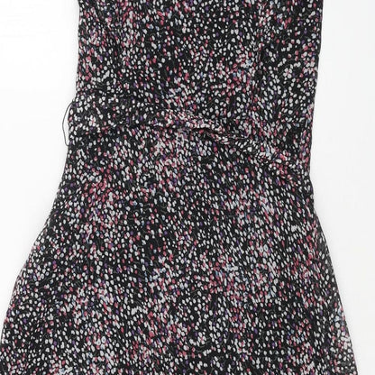 Dorothy Perkins Womens Black Geometric Polyester A-Line Size 8 Boat Neck Zip