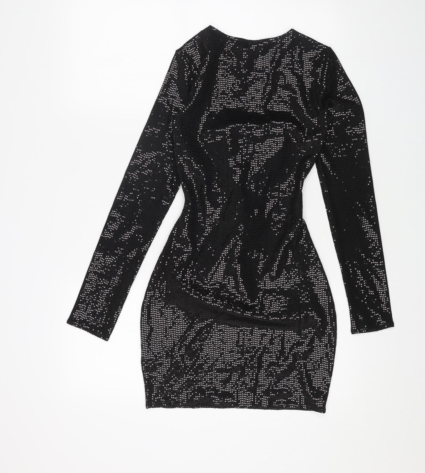 H&M Womens Black Polyester Bodycon Size XS Boat Neck Pullover