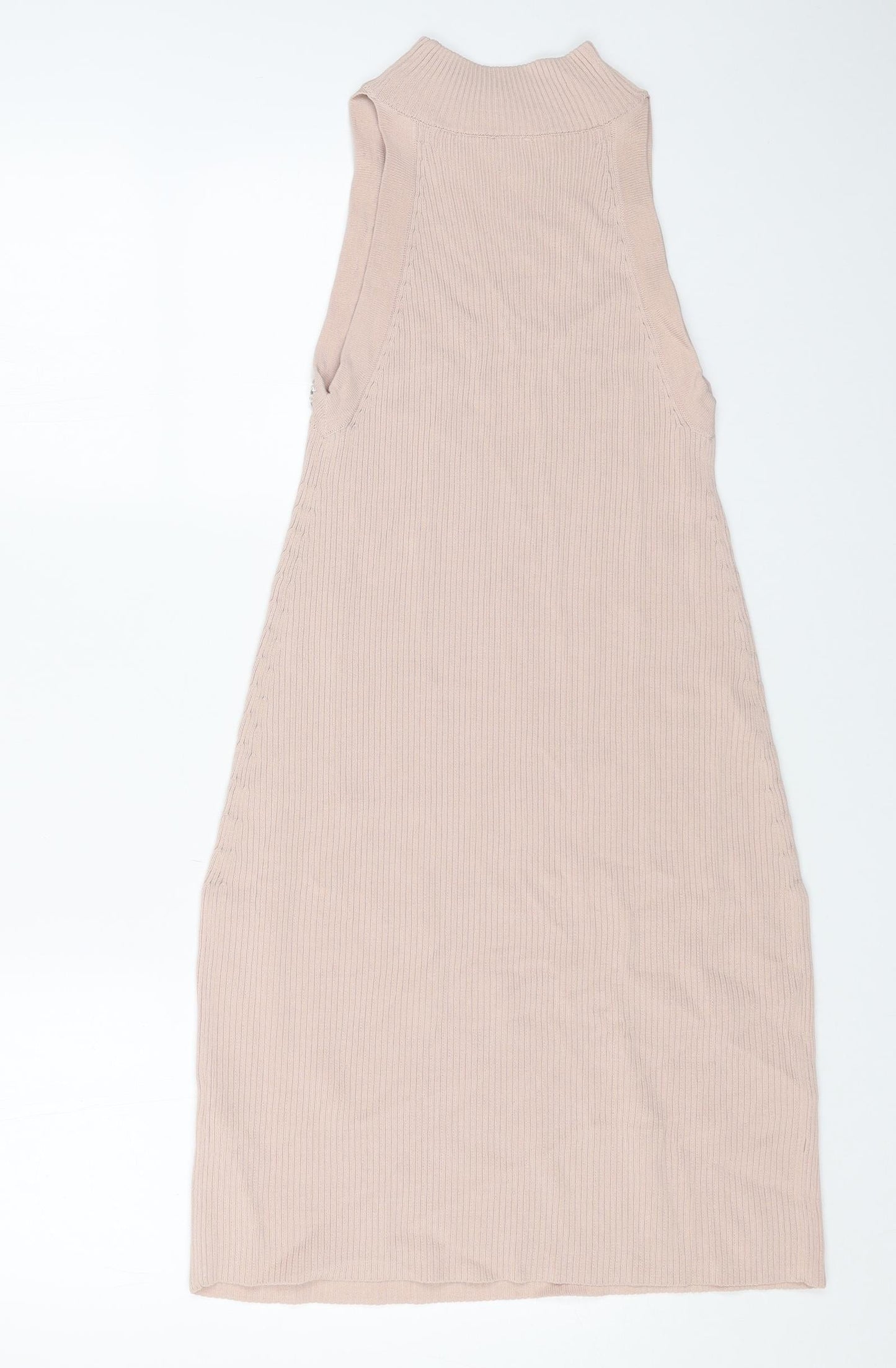 ASOS Womens Pink Viscose Jumper Dress Size 6 Mock Neck Pullover - Ribbed