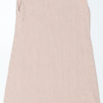 ASOS Womens Pink Viscose Jumper Dress Size 6 Mock Neck Pullover - Ribbed