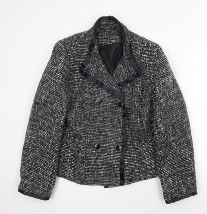 EWM Womens Grey Geometric Jacket Size 16 Button