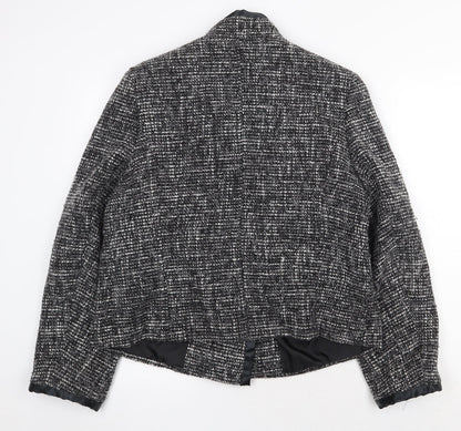 EWM Womens Grey Geometric Jacket Size 16 Button