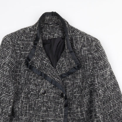 EWM Womens Grey Geometric Jacket Size 16 Button