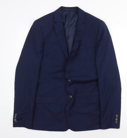 Mens UK Size 38 River Island Regular Blue Suit Jacket