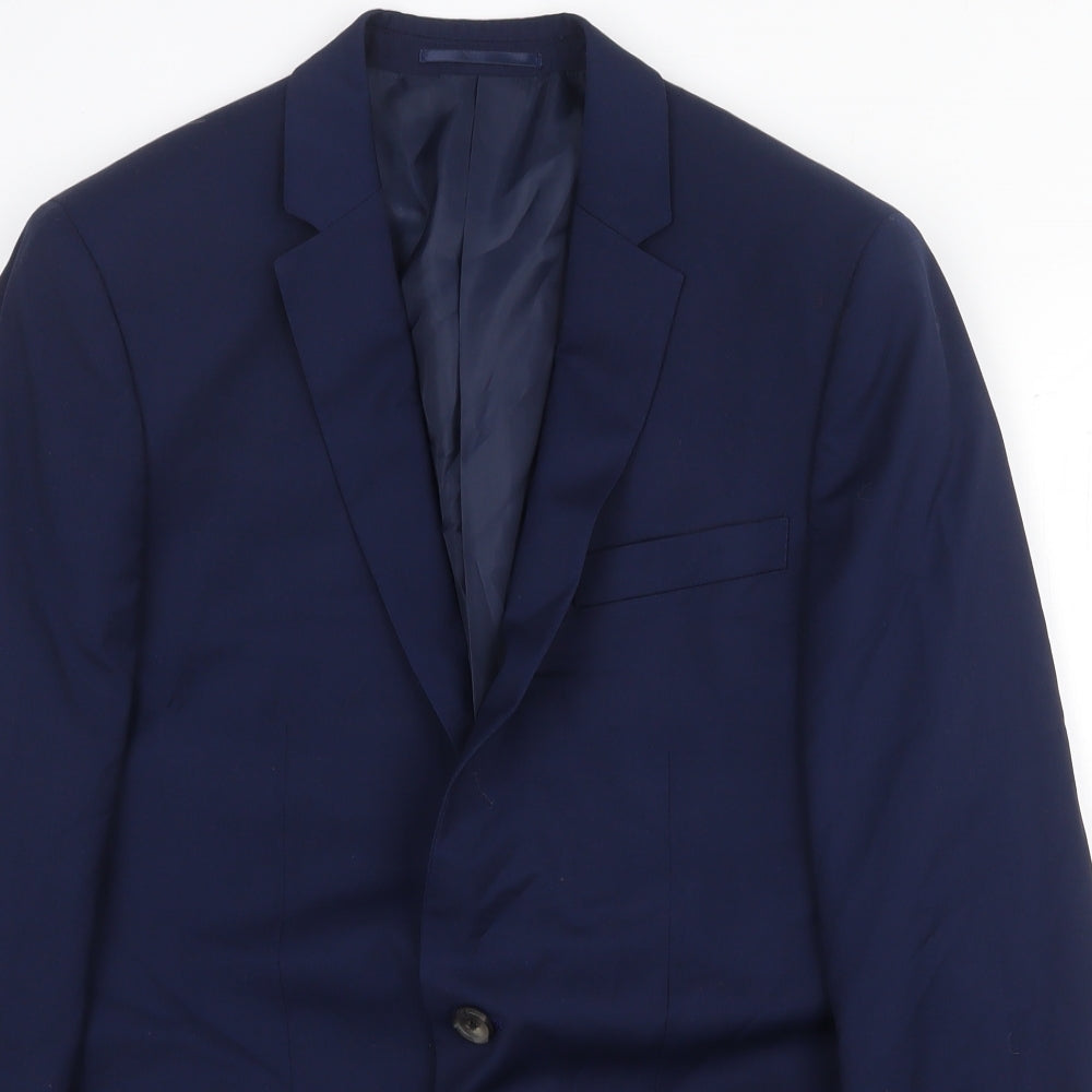 Mens UK Size 38 River Island Regular Blue Suit Jacket