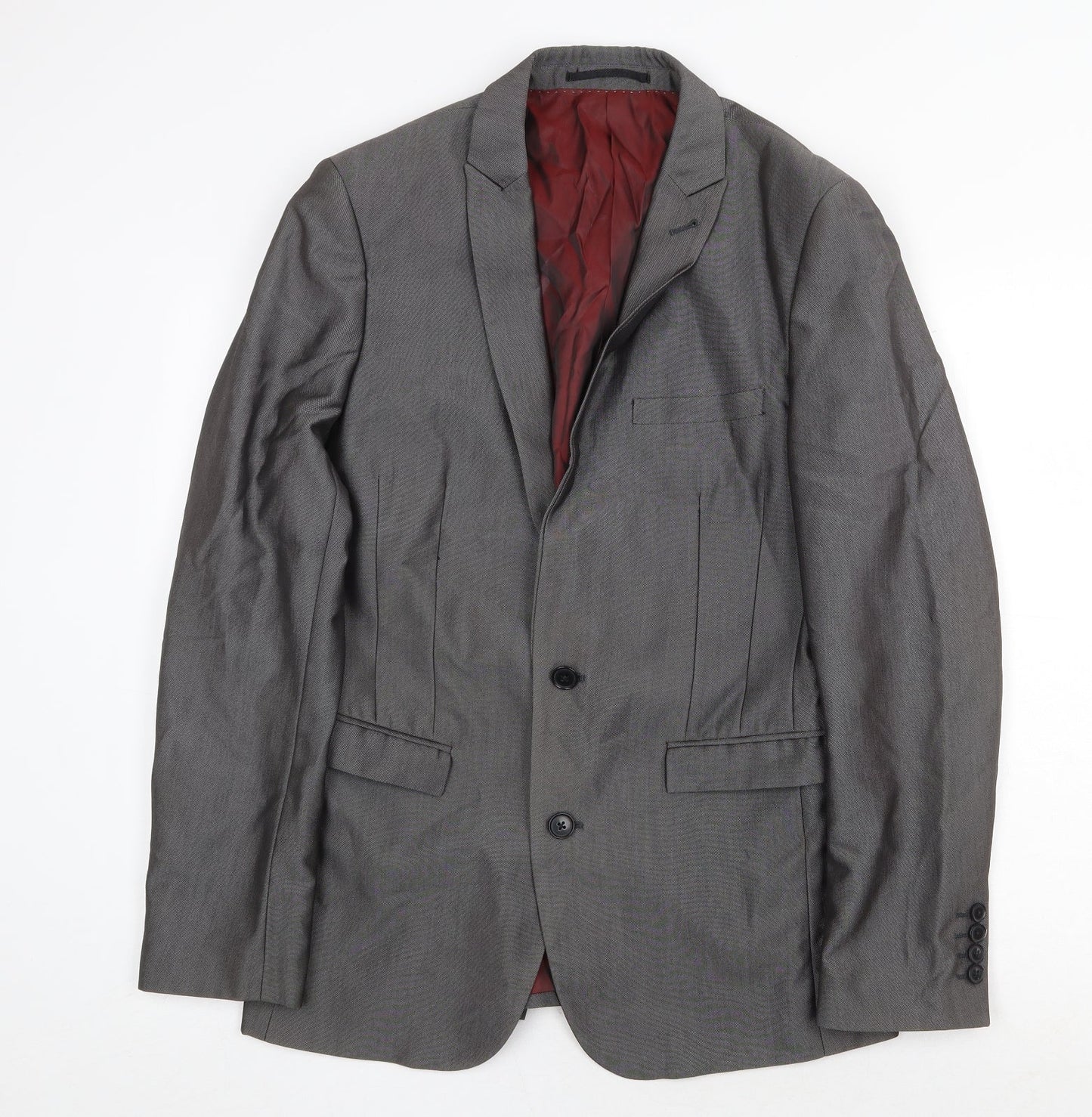 NEXT Mens Grey Polyester Jacket Suit Jacket Size 38 Regular