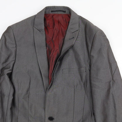 NEXT Mens Grey Polyester Jacket Suit Jacket Size 38 Regular
