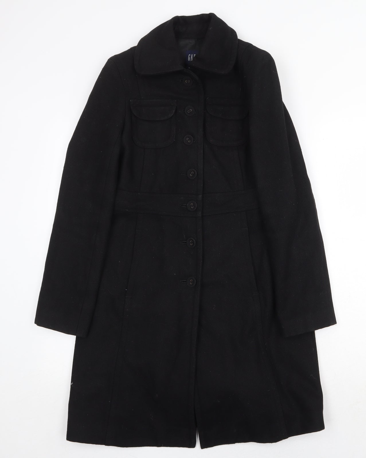 Gap Womens Black Overcoat Coat Size XS Button
