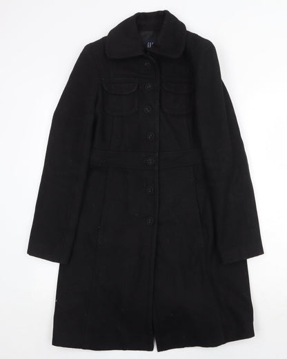 Gap Womens Black Overcoat Coat Size XS Button