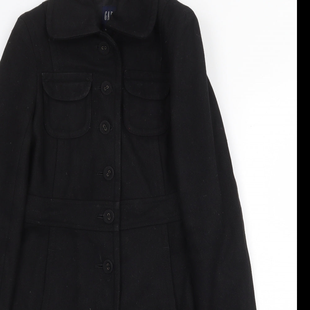 Gap Womens Black Overcoat Coat Size XS Button