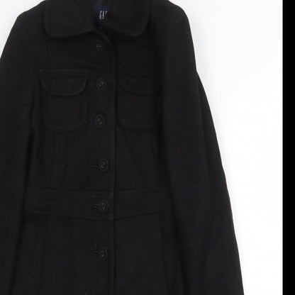 Gap Womens Black Overcoat Coat Size XS Button