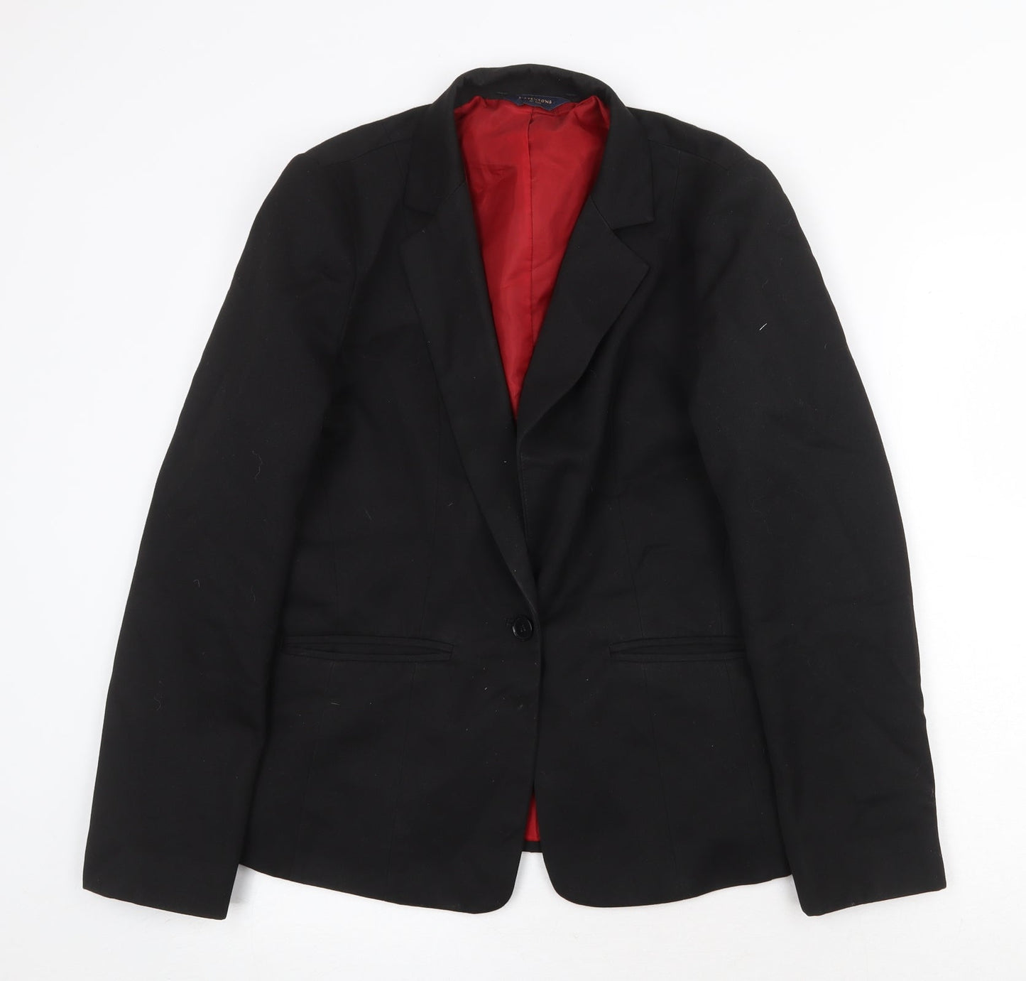 Stevensons Womens Black Jacket Blazer Size 12 Button