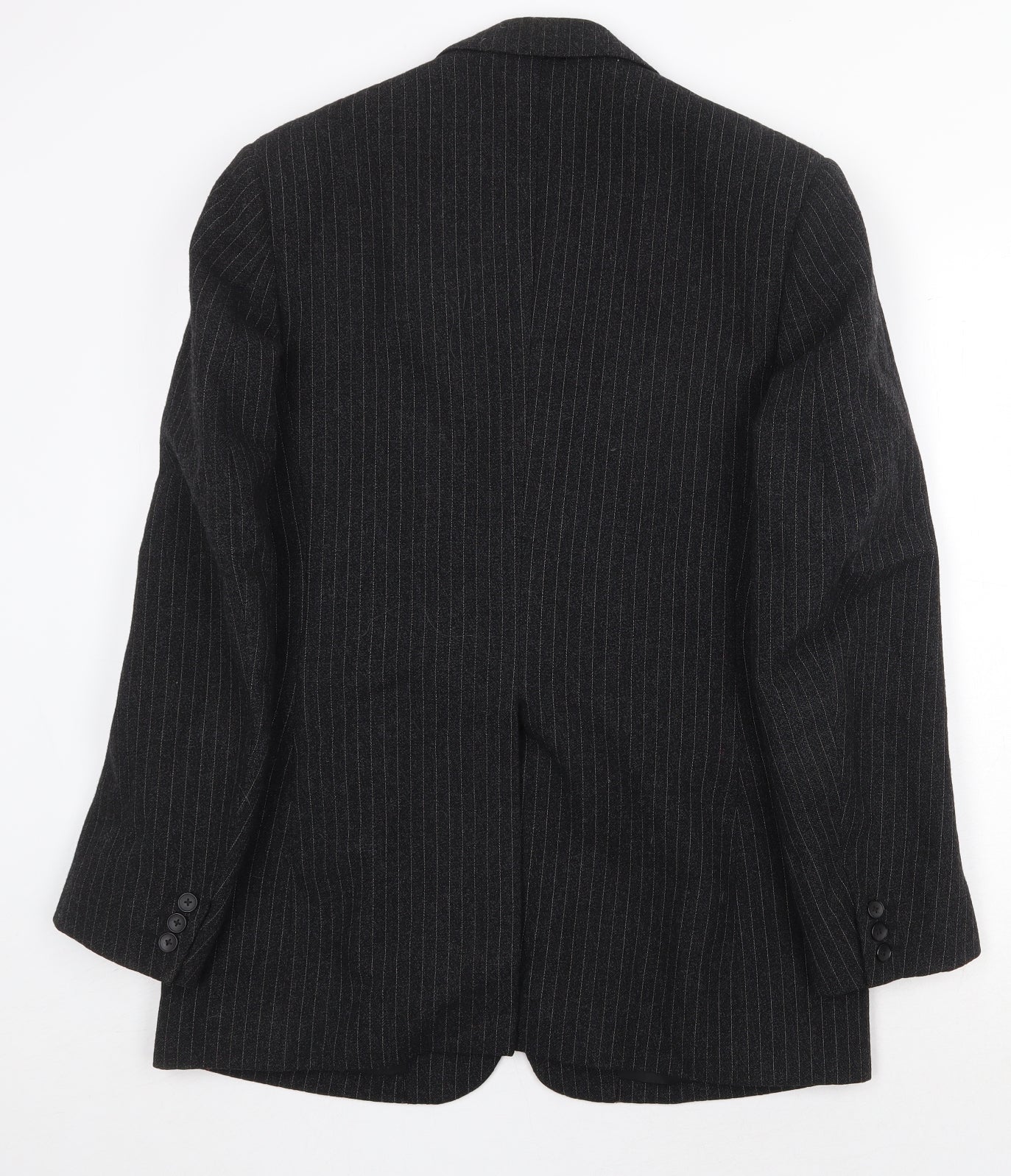 FMT Mens Black Striped Wool Jacket Suit Jacket Size 40 Regular