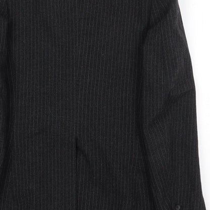 FMT Mens Black Striped Wool Jacket Suit Jacket Size 40 Regular