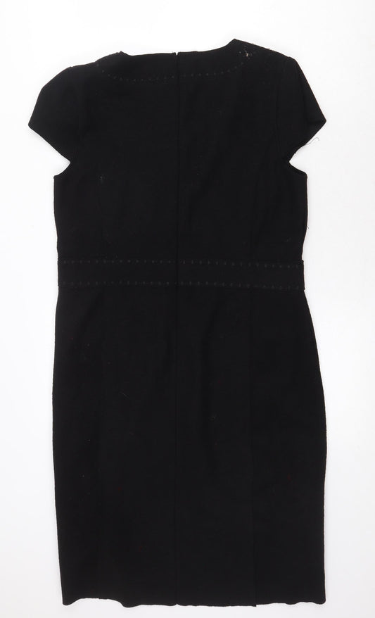 Fransa Womens Black Viscose A-Line Size L Round Neck Zip
