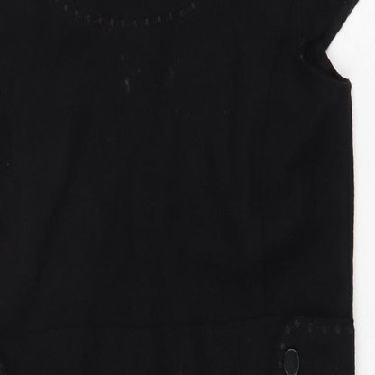 Fransa Womens Black Viscose A-Line Size L Round Neck Zip
