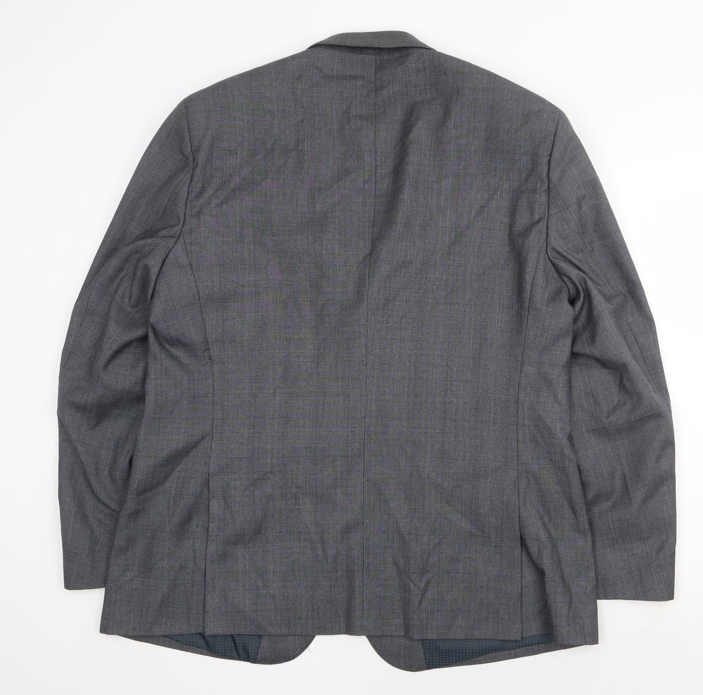 F&F Mens Grey Plaid Polyester Jacket Suit Jacket Size 46 Regular