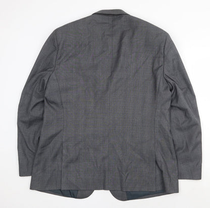 F&F Mens Grey Plaid Polyester Jacket Suit Jacket Size 46 Regular
