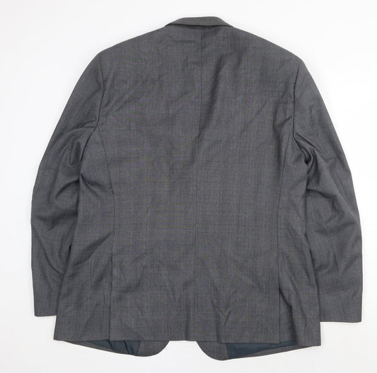 F&F Mens Grey Plaid Polyester Jacket Suit Jacket Size 46 Regular