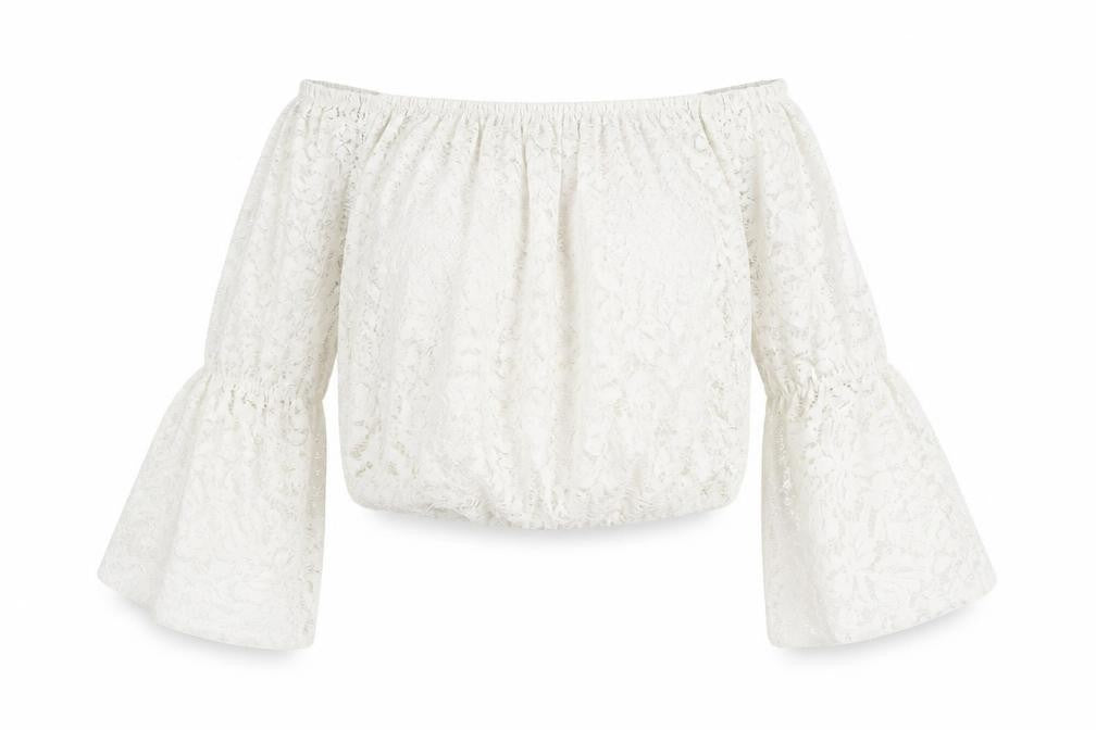 Womens UK Size M Quiz White Cropped Blouse