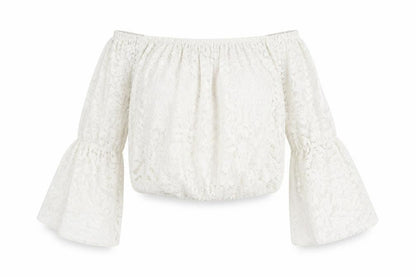 Womens UK Size M Quiz White Cropped Blouse