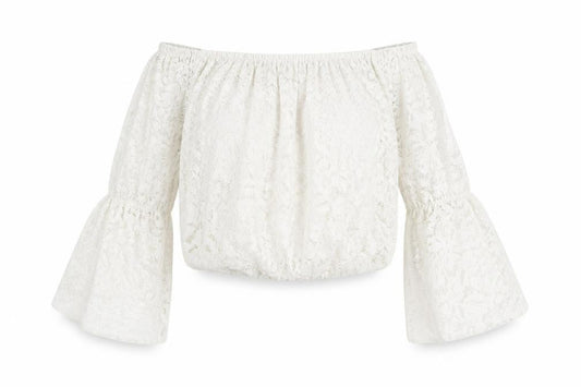 Womens UK Size M Quiz White Cropped Blouse