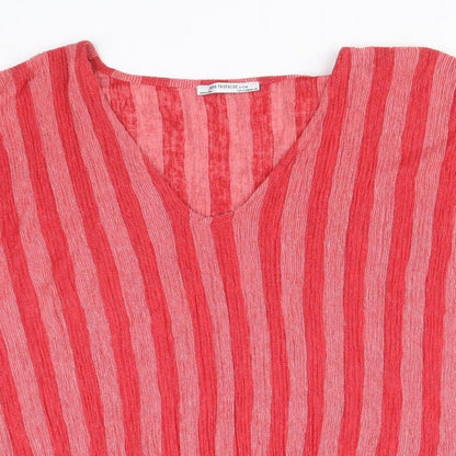 Womens UK Size M Zara Red Basic Blouse