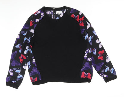 Apricot Womens Black Round Neck Geometric Polyester Pullover Jumper Size 12 - Butterfly Pattern