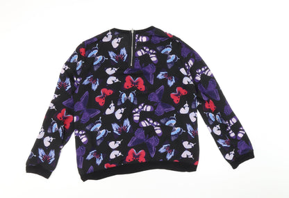 Apricot Womens Black Round Neck Geometric Polyester Pullover Jumper Size 12 - Butterfly Pattern