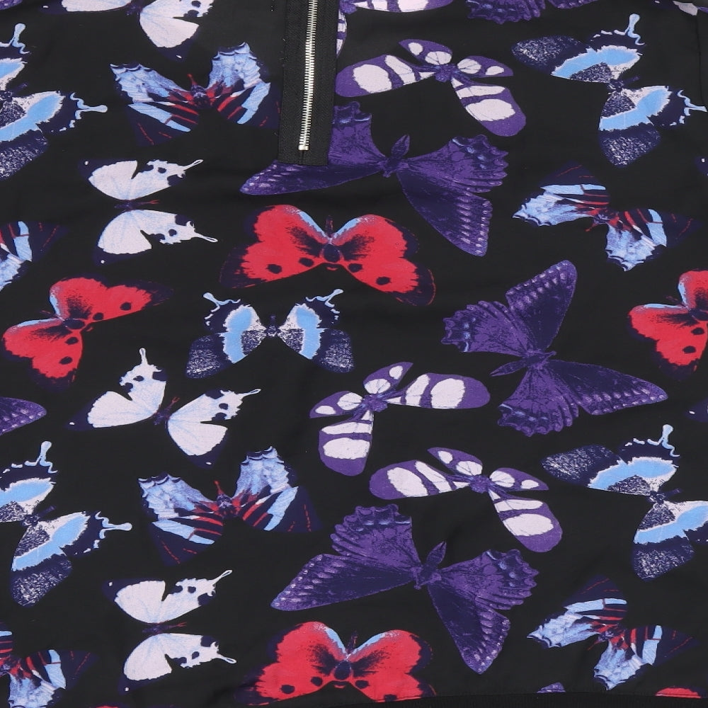 Apricot Womens Black Round Neck Geometric Polyester Pullover Jumper Size 12 - Butterfly Pattern