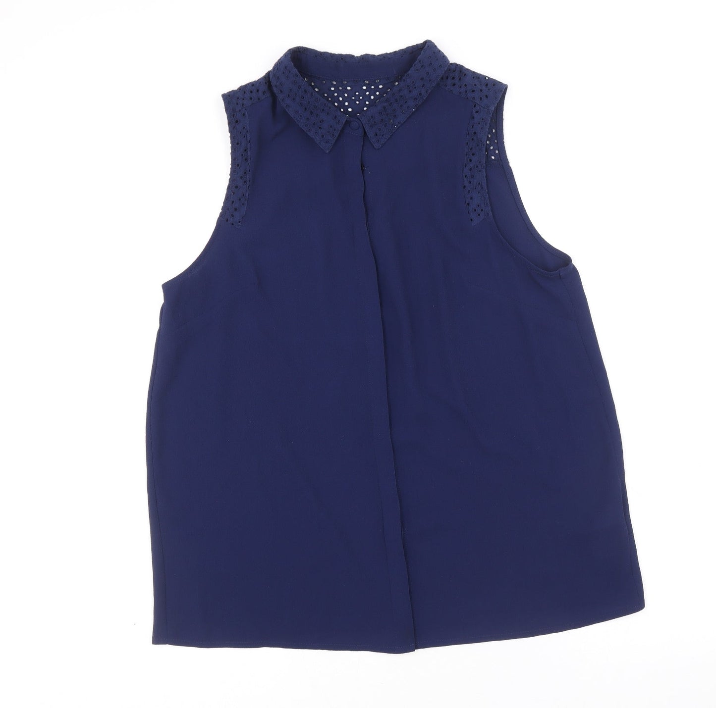 Womens UK Size 14 Dorothy Perkins Blue Basic Button-Up