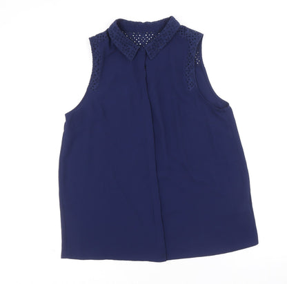 Womens UK Size 14 Dorothy Perkins Blue Basic Button-Up