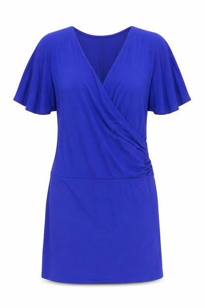 Definitions Womens Blue Viscose A-Line Size 12 V-Neck Pullover