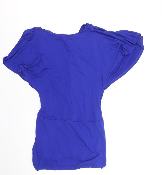 Definitions Womens Blue Viscose A-Line Size 12 V-Neck Pullover