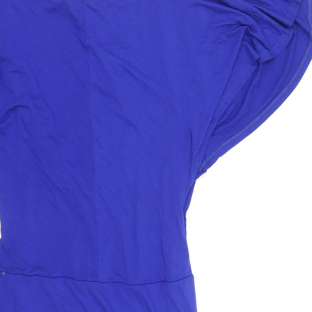 Definitions Womens Blue Viscose A-Line Size 12 V-Neck Pullover