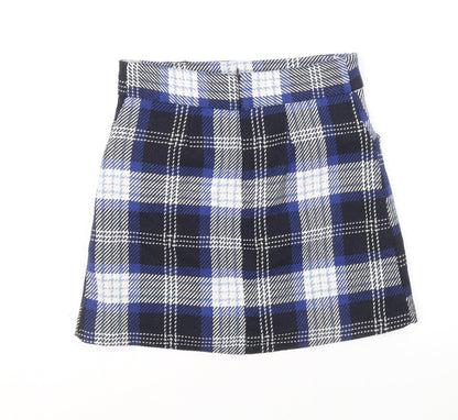 TU Womens Blue Plaid Polyester Straight & Pencil Skirt Size 10 Zip