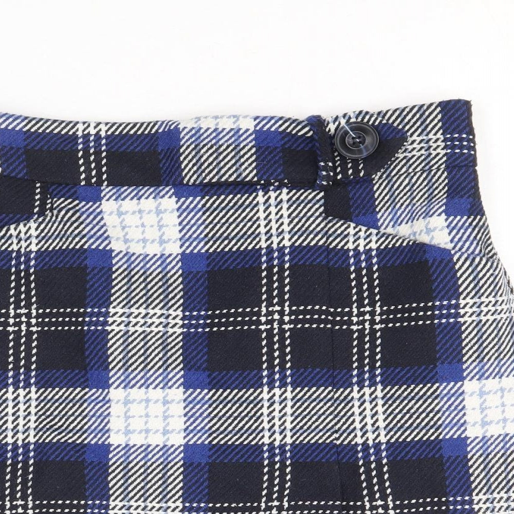 TU Womens Blue Plaid Polyester Straight & Pencil Skirt Size 10 Zip