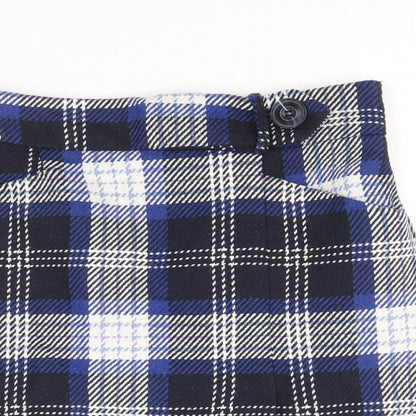 TU Womens Blue Plaid Polyester Straight & Pencil Skirt Size 10 Zip