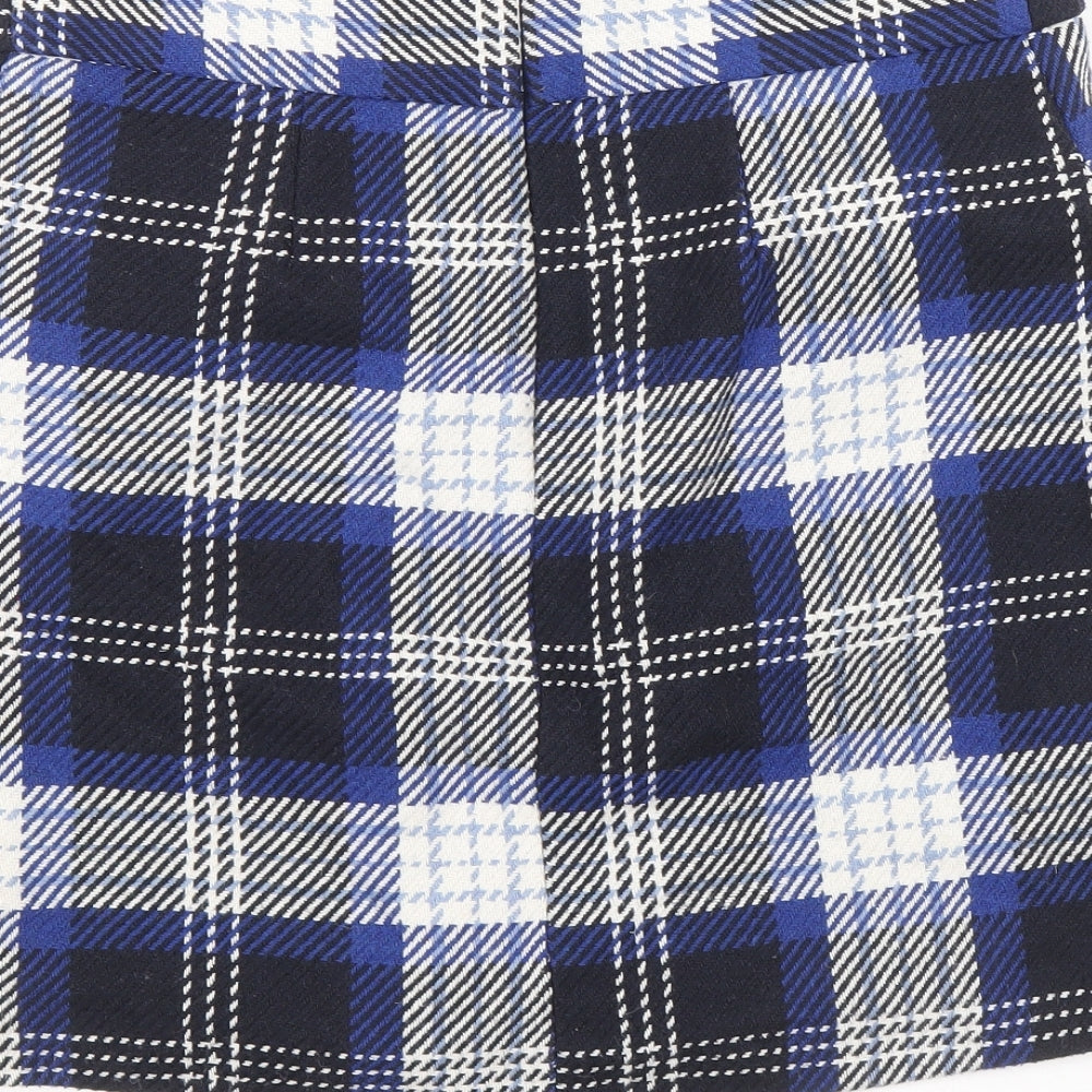 TU Womens Blue Plaid Polyester Straight & Pencil Skirt Size 10 Zip