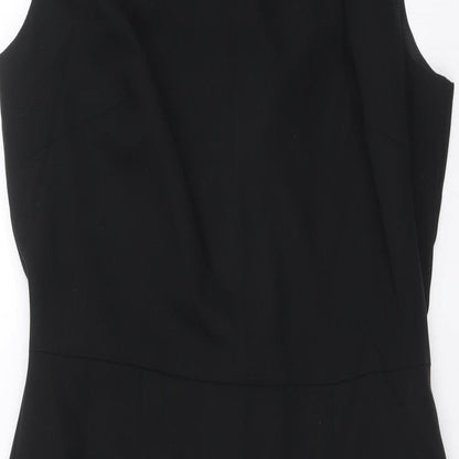 Dorothy Perkins Womens Black Polyester A-Line Size 12 V-Neck Zip