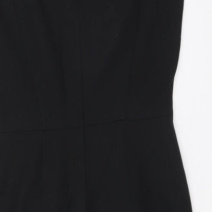 Dorothy Perkins Womens Black Polyester A-Line Size 12 V-Neck Zip