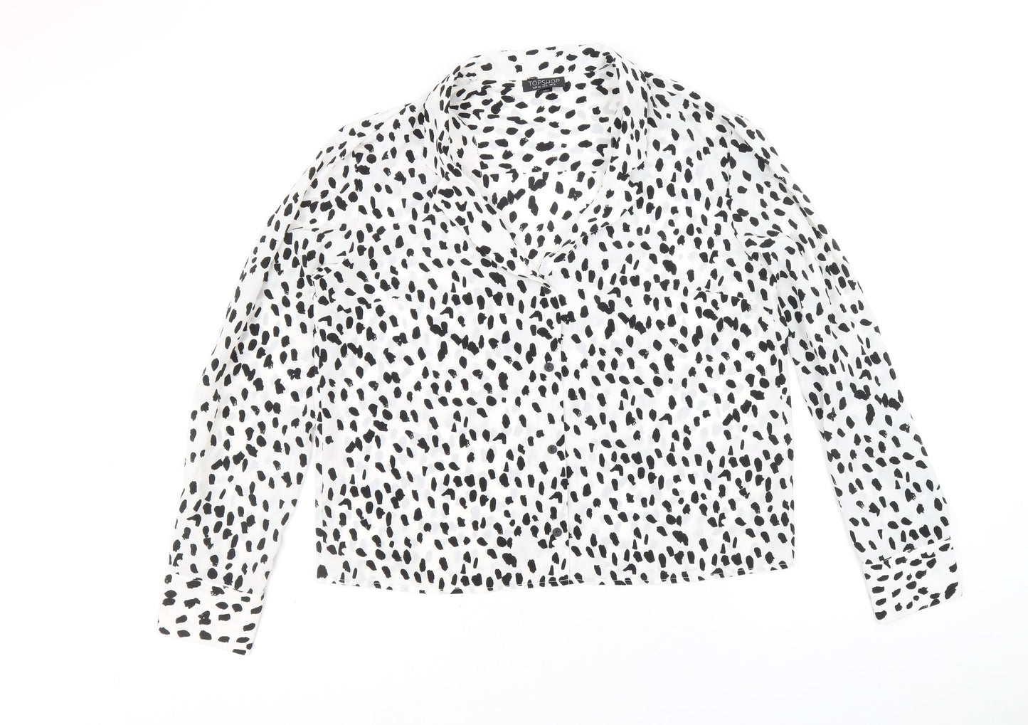 Womens UK Size 12 Topshop White Basic Button-Up