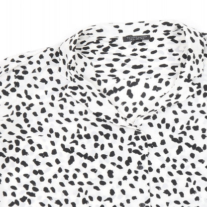 Womens UK Size 12 Topshop White Basic Button-Up