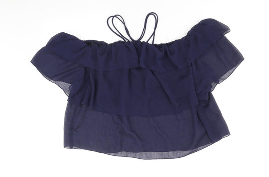 Womens UK Size 16 H&M Blue Cropped Blouse